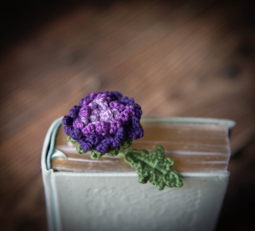 Purple Chrysanthemum Crochet Bookmark