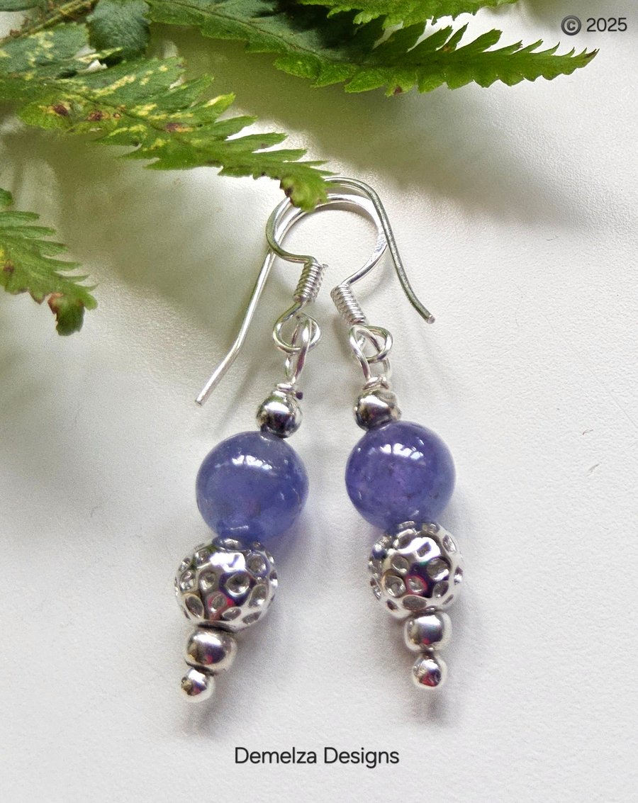 Designer AAA 5.65ct Tanzanite Sterling Silver Earrings 