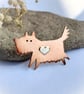 Terrier Dog Pin Brooch - Copper and Sterling Silver