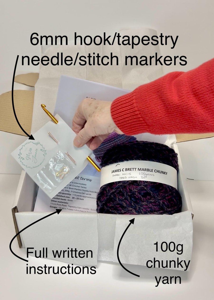 DIY Crochet Beanie Adult hat kit