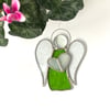 Stained Glass Guardian Angel Suncatcher -  Handmade Window Decoration - Lime 