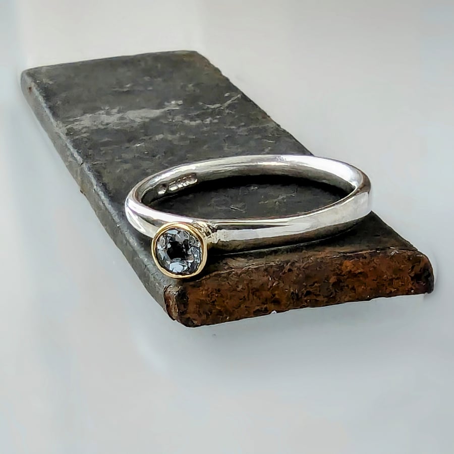 Customer Request Recycled HANDMADE Sterling Silver & Gold Topaz Ring