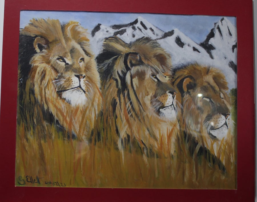 "Brothers in arms" 3 Lions painting