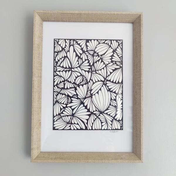 Hand-Drawn Abstract Framed Artwork