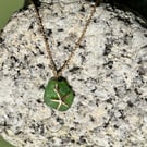 green seaglass and starfish gold filled necklace