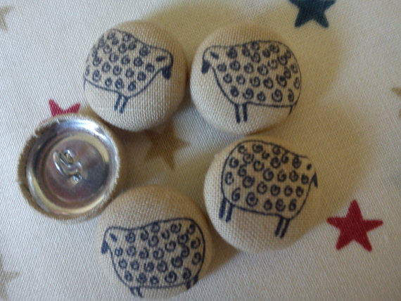 Primative Sheep Fabric Covered Buttons