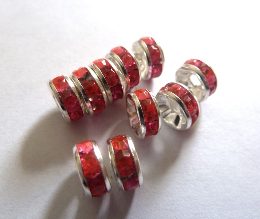 HALF PRICE pink rhinestone spacers