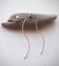 Small Argentium silver stud earrings with extended ear wire - Image 4