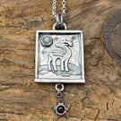 Pictish Stag Pendant with Moonstone and Garnet