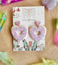 Handmade Cute Heart Iced Biscuit doughnut with sprinkles Polymer Clay Earrings