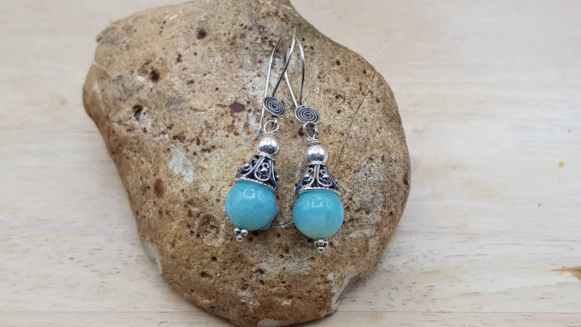 Amazonite cone earrings. Virgo jewelry. Crystal Reiki jewellery