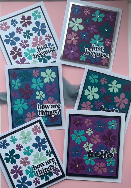 Set of 6 Floral inlay handmade cards for different occasions