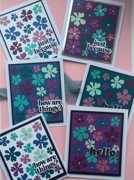 Set of 6 Floral inlay handmade cards for different occasions