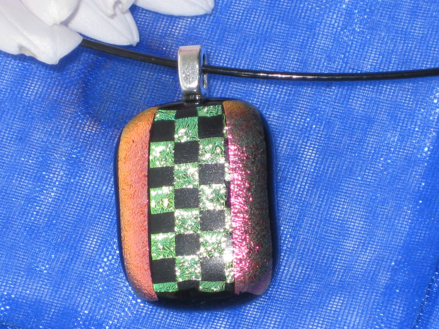 Unique fused dichroic glass pendant