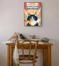 Cat Poster Always Land On Your Feet Quote Print Matte Wall Art (A3A4)