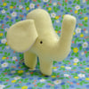 Small Elephant Soft Toy in Pale Lemon Yellow Fleece, Handmade Toy Elephant