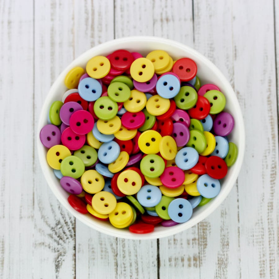 9mm Resin Buttons Mixed Colours