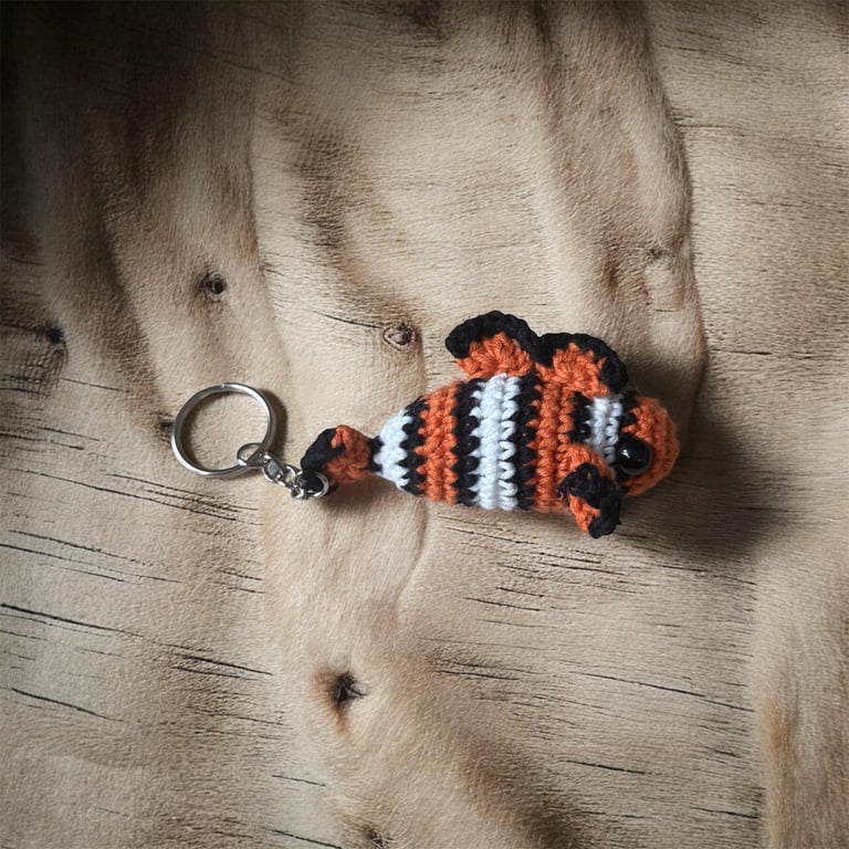 Handmade Crochet Nemo Keychain Amigurumi Animal Bag Charm, Soft Plush Accessory