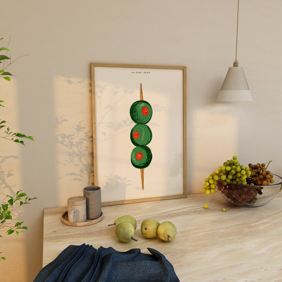 Martini Olives Art Print Poster