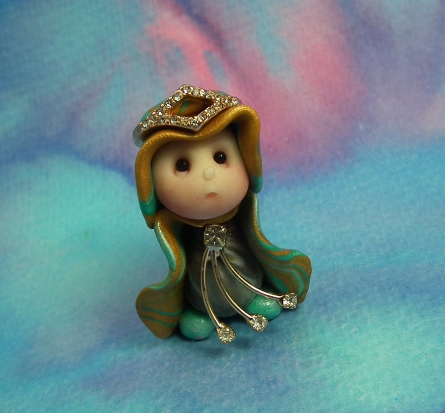 Princess 'Addan' Tiny Royal Gnome with Crown Jewels OOAK Sculpt by Ann Galvin