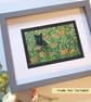 Black Cat Among the Cosmos, original cat art, animal wall art, drawing - Image 3