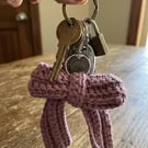 Handmade Crochet Bow Bag Charm & Cottage core Keyring