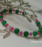 Green & Pink Faceted Quartzite Heart Bracelet - Image 3
