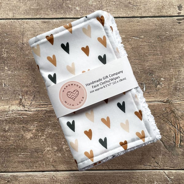 Handmade 2 Pk Face Wipes, Face Cloths, Face Flannels, Eco-Friendly Wipes-FCW30