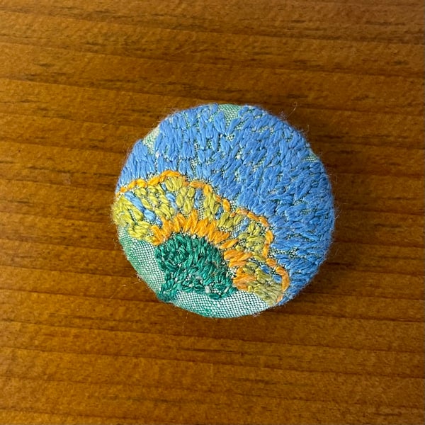 Hand embroidered button - price includes UK posting