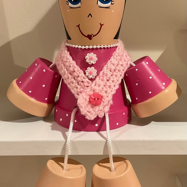 Hand painted plant pot - pink lady