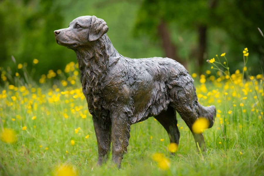 Standing Golden Retriever Statue Large Garden Bronze Resin Sculpture