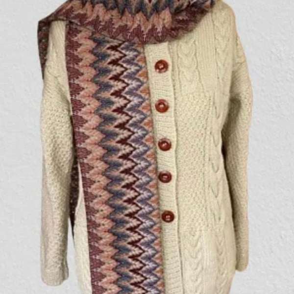 Longer Length Cardigan, Hand Knitted, Chest Size 92-97cms (36-38")