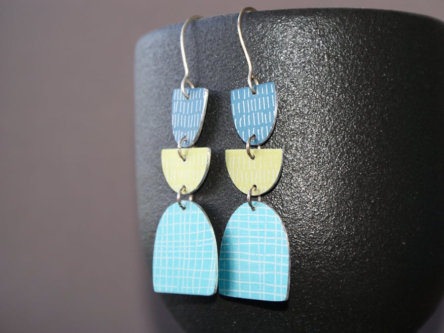 Turquoise and green dangle earrings