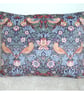 Velvet Bolster Cushion Cover William Morris Strawberry Thief 16" x 12 Blue 12x16 - Image 1