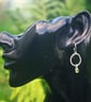 Textured Silver Circle  Earrings with Peridot Drop - Image 6