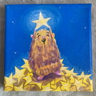 Hamster Catching Stars Illustration - Acrylic Canvas Original Art On Canvas