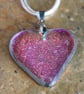 Pink Heart-shaped Dichroic Glass Pendant - 1266 - Image 4
