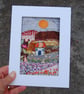 Autumn Textile landscape.  Upcycled fabric hand stitched picture  - Image 4