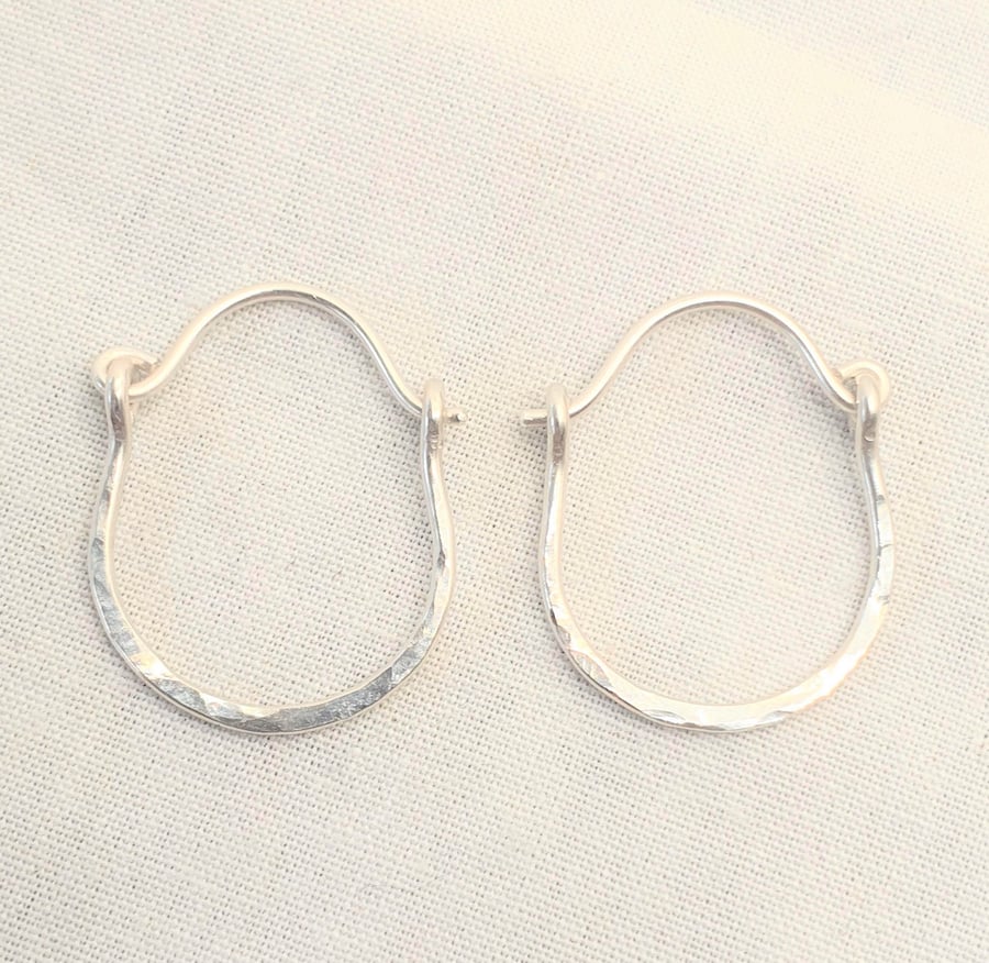 Tiny Hammered Sterling Silver Hoop Earrings