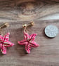 Polymer Clay Pink and Gold Starfish. 316 Surgical Stainless Steel