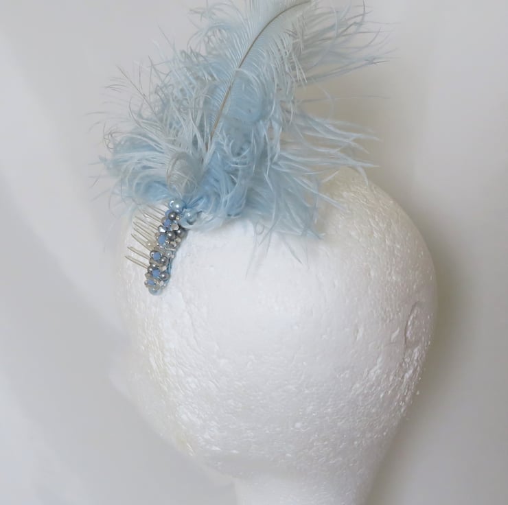 Pale Blue Ostrich Feather & Crystal Beaded ... - Folksy display picture 2