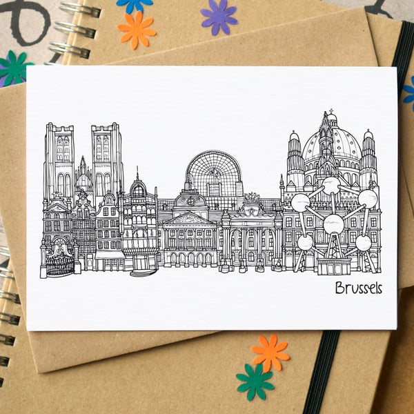 Brussels Skyline Greetings Card