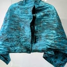 Hand Made Teal and Black Flock Glitter Wrap Shawl Opera Scarf