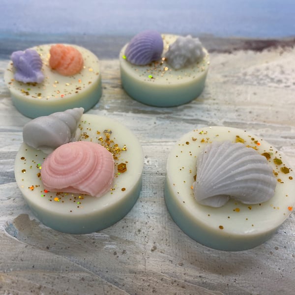 Wax Melts Highly Scented Ocean Fragrance Handcrafted Seashell Shaped Vegan