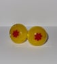Yellow fused glass stud earrings - Image 2