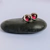 Studs, silver stud earrings, silver garnet earrings