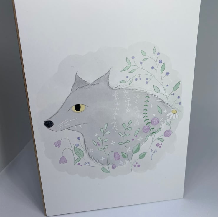 Grey Wolf Card, A6 Card - Folksy