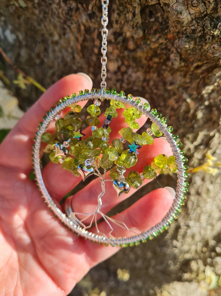 HANDMADE Tree of Life Peridot Suncatcher