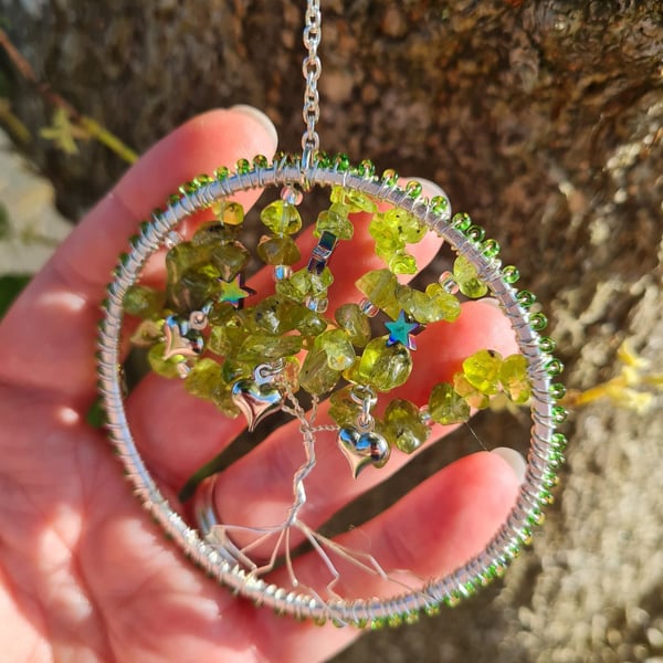 HANDMADE Tree of Life Peridot Suncatcher