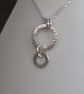Silver Ring Necklace Pendant, Hammered Silver with Shimmer Texture - Image 10